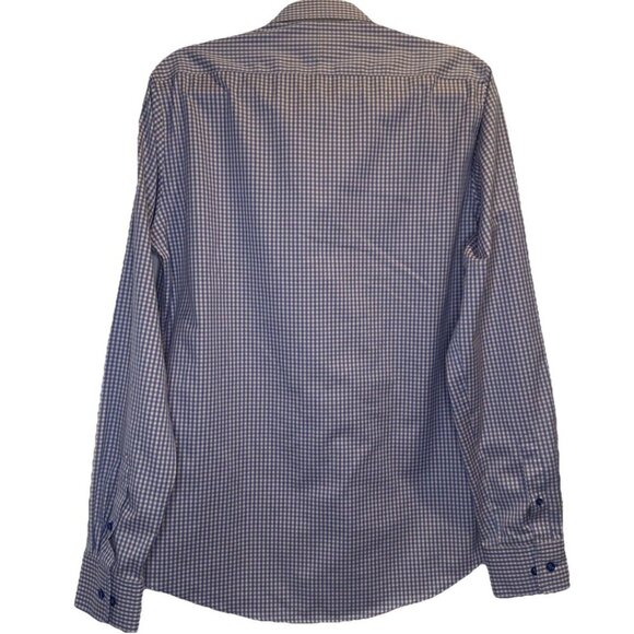 Twillory Peach Blue Plaid Tailored Fit Long Sleeve Button Up Shirt Sz 16 36/37 - Picture 4 of 10